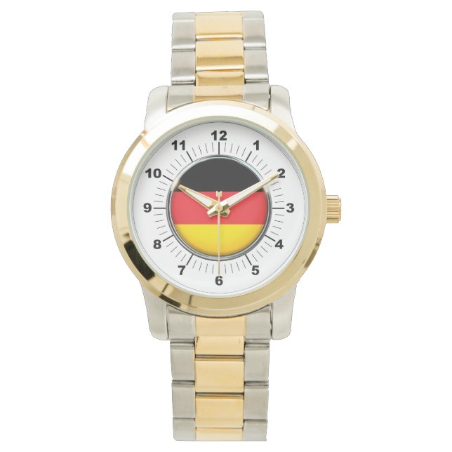Deutsche Fahne - Oversized Two-Tone Watch Armbanduhr (Vorderseite)