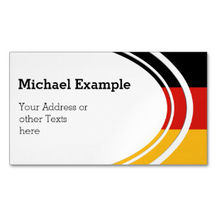 DEUTSCHE FLAGFARBEN + Ihr Text & Ideen Magnetische Visitenkarte