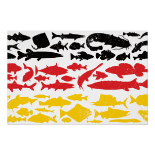 Deutsche Flagge aus Fisch - Angeldesign für Angl Poster