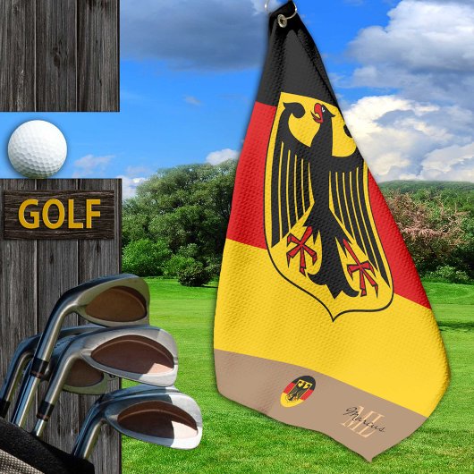 Deutsche Flagge & Deutschland, mit Monogramm Golfh Golfhandtuch