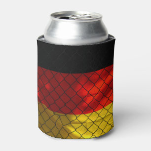 Deutsche Flagge hinter Kettenverbindungszaun Dosenkühler