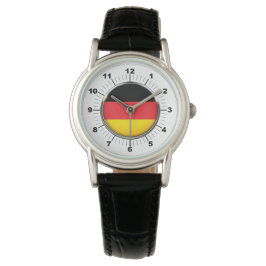 Deutsche Flagge Klassische schwarze Lederuhr Armbanduhr