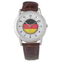 Deutsche Flagge Klassischer brauner Lederuhr