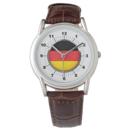 Deutsche Flagge Klassischer brauner Lederuhr Armbanduhr