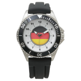 Deutsche Flagge Kronenkralle Schwarzkautschuklatec Armbanduhr