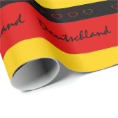Deutsche Flagge mit roten Herzen Deutschland/Sport Geschenkpapier (Rolleneckpunkt)