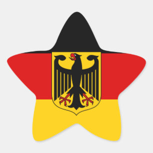 Deutsche Flagge mit Wappen-Aufkleber (Star) Stern-Aufkleber