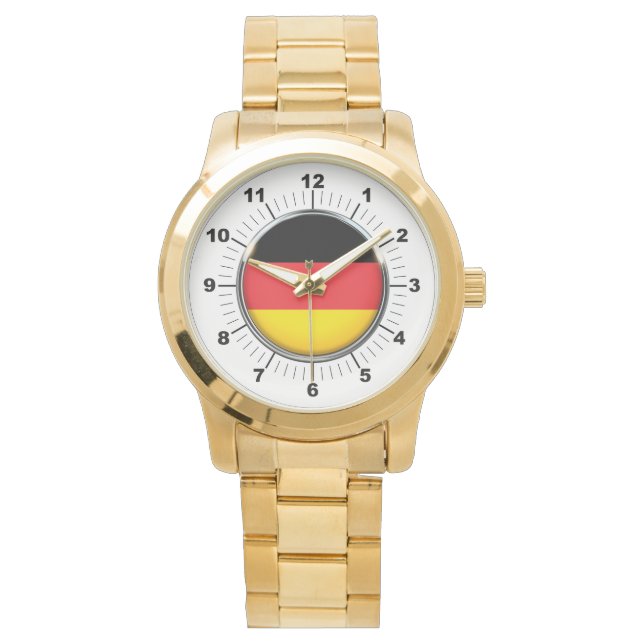 Deutsche Flagge Oversized Gold Watch Armbanduhr (Vorderseite)