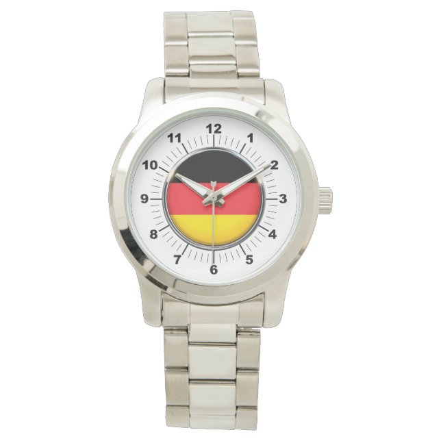 Deutsche Flagge Oversized Silver Bracelet Watch Armbanduhr (Vorderseite)