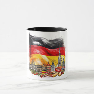 Deutsche Flagge und Sehenswürdigkeiten Tasse - Kul