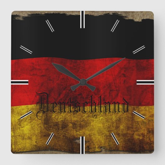 Deutsche Flagge - Vintag... Quadratische Wanduhr (Vorderseite)