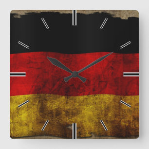 Deutsche Flagge - Vintage... Quadratische Wanduhr