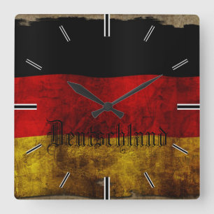 Deutsche Flagge - Vintage... Quadratische Wanduhr