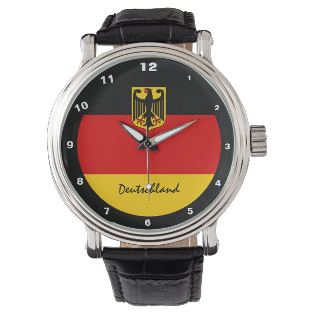 Deutsche Flagge & Wappen, Deutschland/Sportfans Armbanduhr (Vorderseite)