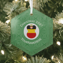 Deutsche Flagge Weihnachtsangel Name Jahr Hexagon Ornament Aus Glas