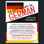 Deutsche Flagge, Werbung für Deutschkurse Flyer<br><div class="desc">Flyer der Werbung für Deutschsprachige  mit deutscher Flagge im Visitenkartengeschäft.</div>