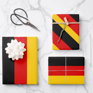 Deutsche Flaggen Farben Schwarzes Gold  Geschenkpapier Set