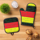 Deutsche Flaggenfarben mit Städten Ofenhandschuh & Topflappen-Set (Oben Unten)