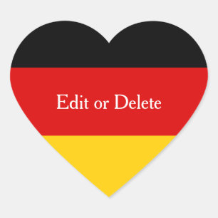 Deutsche Flaggenfarben Schwarzes Gold Personalisie Herz-Aufkleber