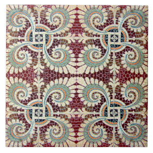 Deutsche Florale Marone Art Nouveau Jugendstil  Fliese