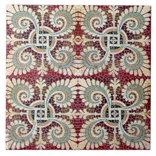 Deutsche Florale Marone Art Nouveau Jugendstil  Fliese