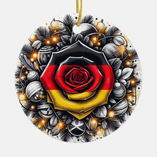 DEUTSCHE FLORALFLAG INSPIRIERT KERAMIK ORNAMENT (Vorne)