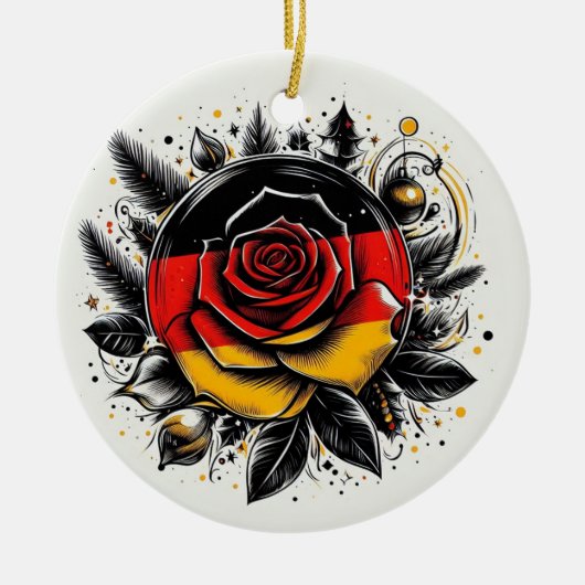 DEUTSCHE FLORALFLAG INSPIRIERT KERAMIK ORNAMENT (Vorne)