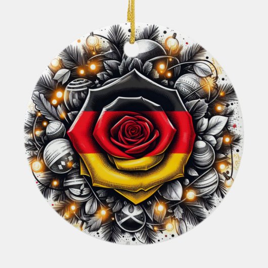 DEUTSCHE FLORALFLAG INSPIRIERT KERAMIK ORNAMENT (Hinten)