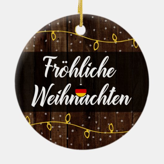 Deutsche frohe Weihnachten, Fröhliche Weihnachten Keramik Ornament (Hinten)