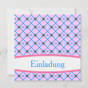 Deutsche Geburtstagseinladung rot blau Bayern hell Einladung