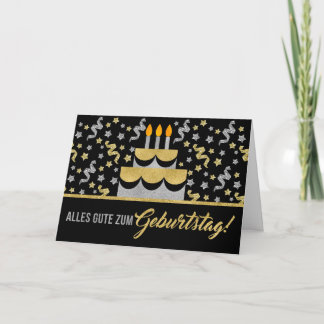 DEUTSCHE Geburtstagsfeier in Gold und Silver Imita Karte