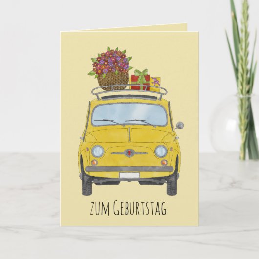 Deutsche Geburtstagskarte Retro Fiat 500 Karte (Vorderseite)