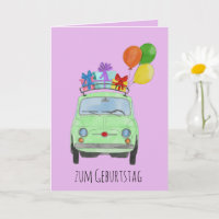 Deutsche Geburtstagskarte Retro Fiat 500