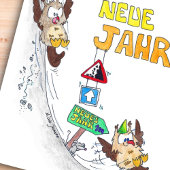 Deutsche Happy New Year GUTEN RUTSCH Postkarte