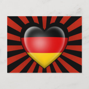 Deutsche Herzenflagge mit Star Burst Postkarte
