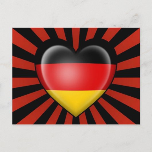 Deutsche Herzenflagge mit Star Burst Postkarte (Vorderseite)