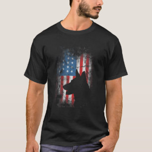 Deutsche Hirte 4. Juli American Flag Fog Liebe T-Shirt