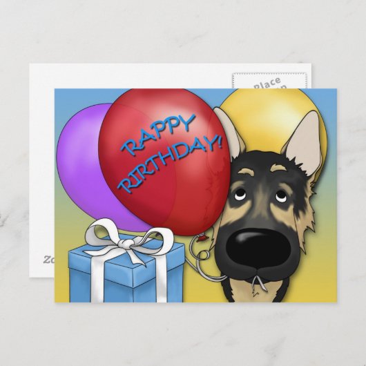 Deutsche Hirte Geburtstagskarte Postkarte (Vorne/Hinten)