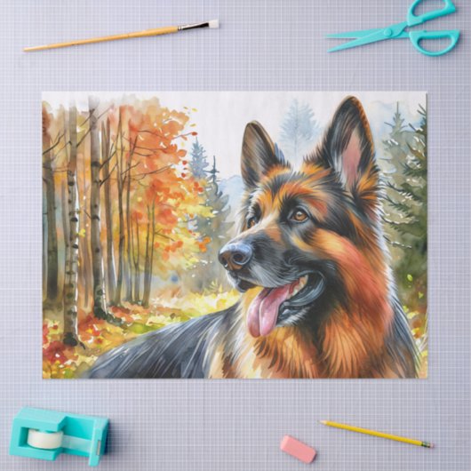 Deutsche Hirte Herbstsaison Wasserfarbe Seidenpapier (Basteln)