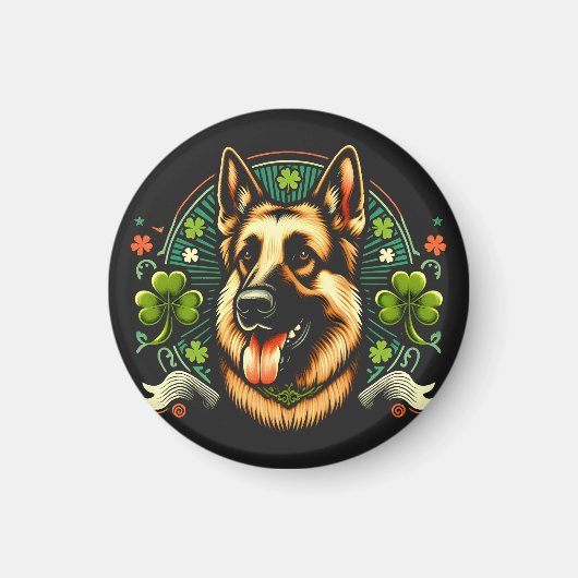 Deutsche Hirte St Patrick's Day Shepherd Dog Gesch Magnet (Vorne)