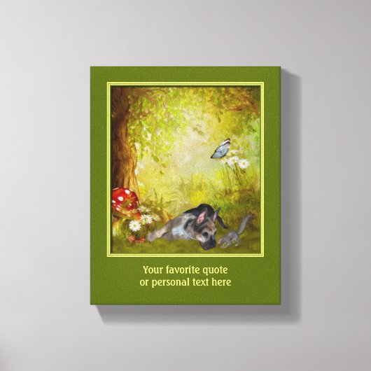 Deutsche Hirte Welpe hinzufügen Ihren eigenen Text Leinwanddruck (Vorderseite)