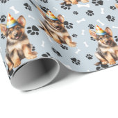 Deutsche Hirte Welppy Birthday Paw Print Geschenkpapier (Rolleneckpunkt)