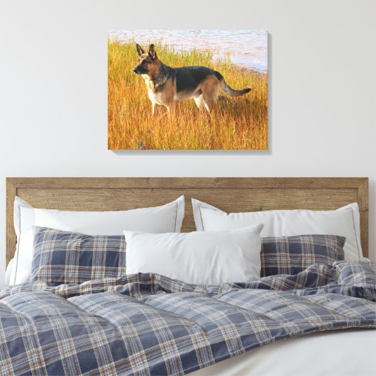 Deutsche Hirte Wrapped Canvas Print Leinwanddruck (Insitu (Schlafzimmer))