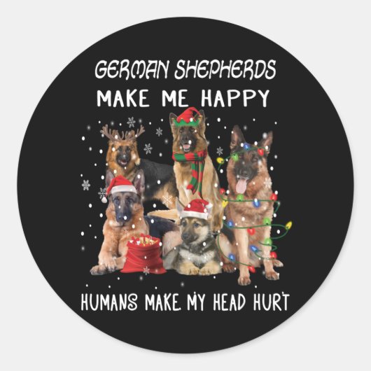 Deutsche Hirten machen mich glücklich, Menschen ma Runder Aufkleber (Vorderseite)