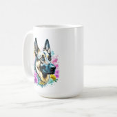 Deutsche Hirtenblume Mama Rosa und Gelbe Blumen Kaffeetasse (Vorderseite Links)