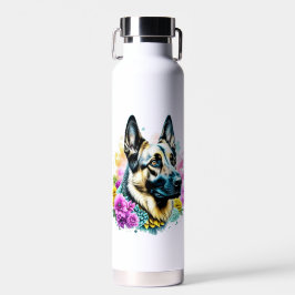 Deutsche Hirtenblume Mama Rosa und Gelbe Blumen Trinkflasche