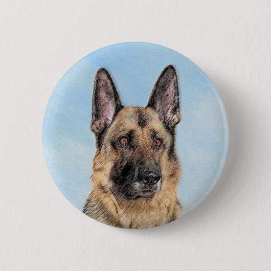 Deutsche Hirtenmalerei - Niedliche Original Hunde- Button (Vorderseite)