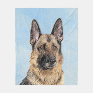 Deutsche Hirtenmalerei - Niedliche Original Hunde- Fleecedecke