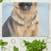 Deutsche Hirtenmalerei - Niedliche Original Hunde- Geschirrtuch (Gefaltet)