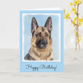 Deutsche Hirtenmalerei - Niedliche Original Hunde- Karte (Gelbe Blume)